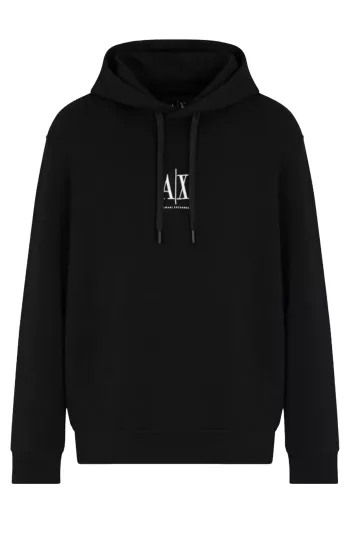 ARMANI EXCHANGE Felpa nera con cappuccio, foto 1