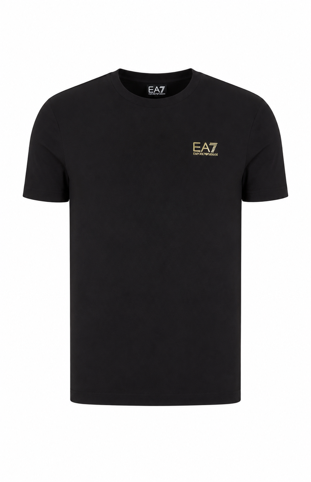EA7 EMPORIO ARMANI T-shirt nera con logo dorato