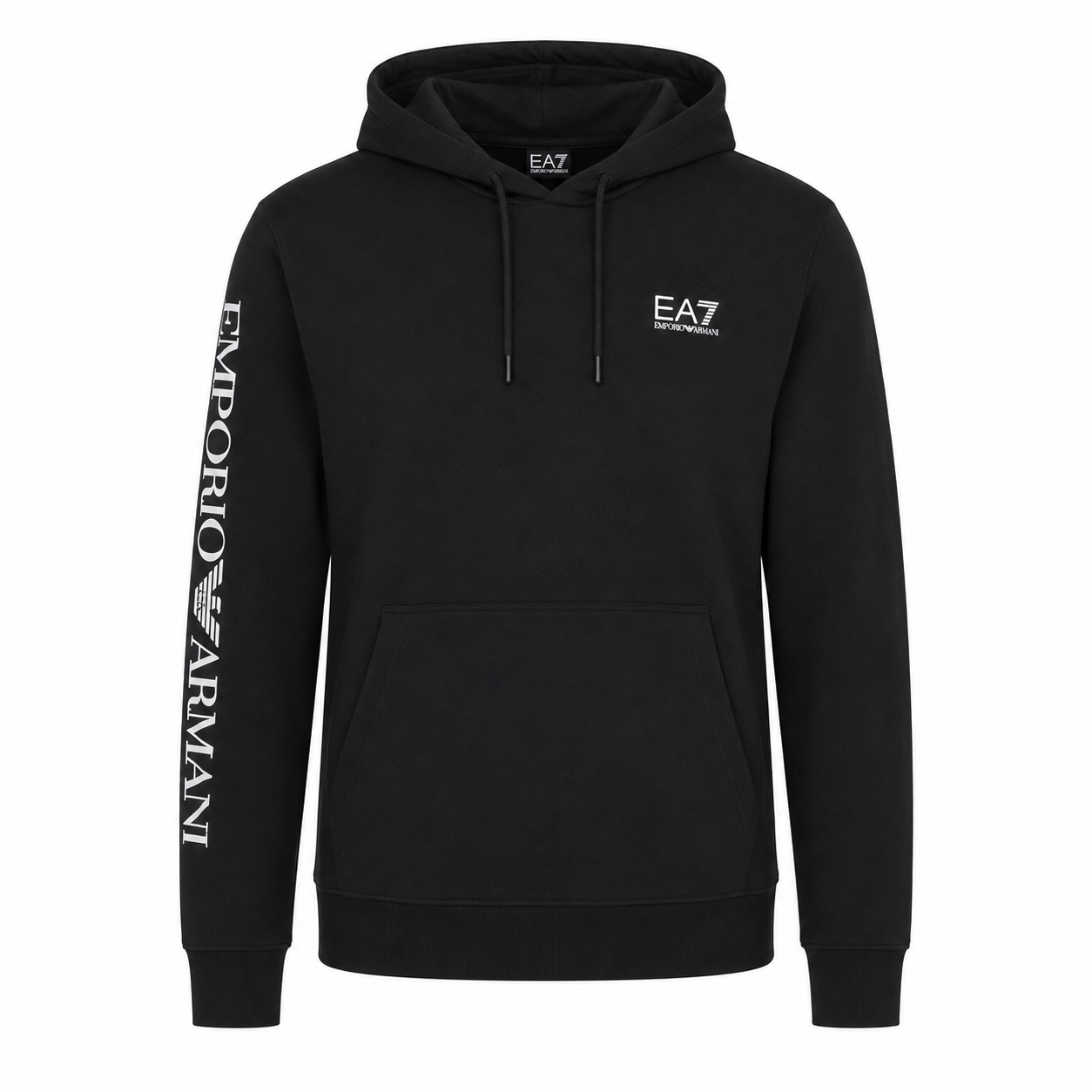 EA7 EMPORIO ARMANI Felpa nera con cappuccio senza zip