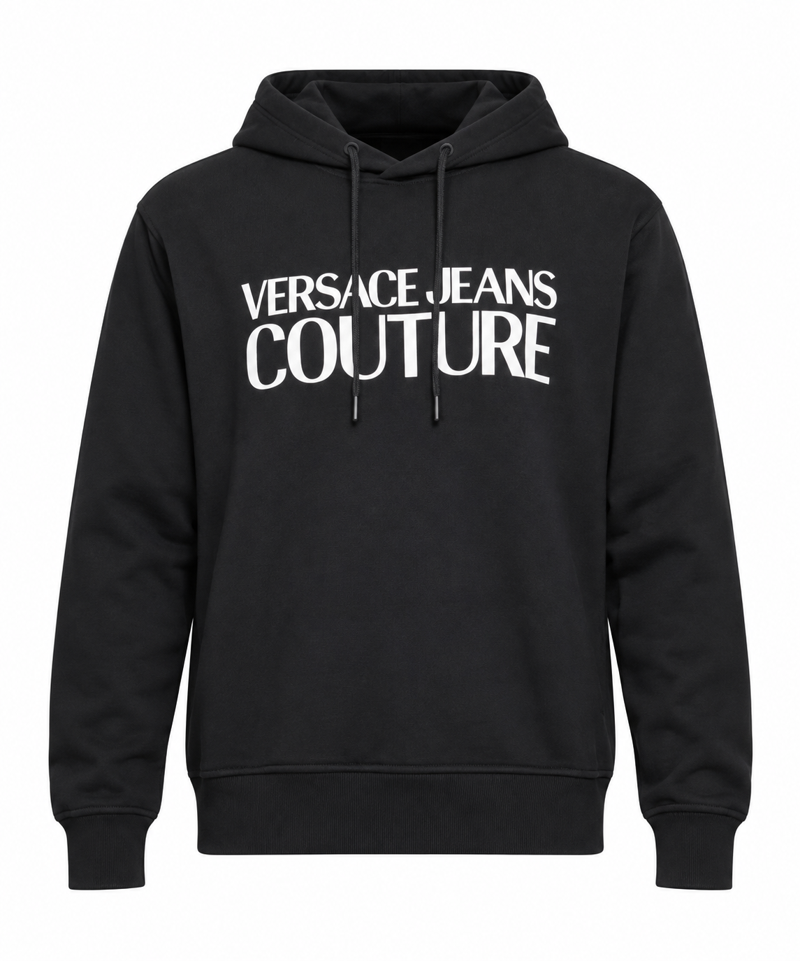 VERSACE JEANS COUTURE Felpa nera con cappuccio e logo, foto 1